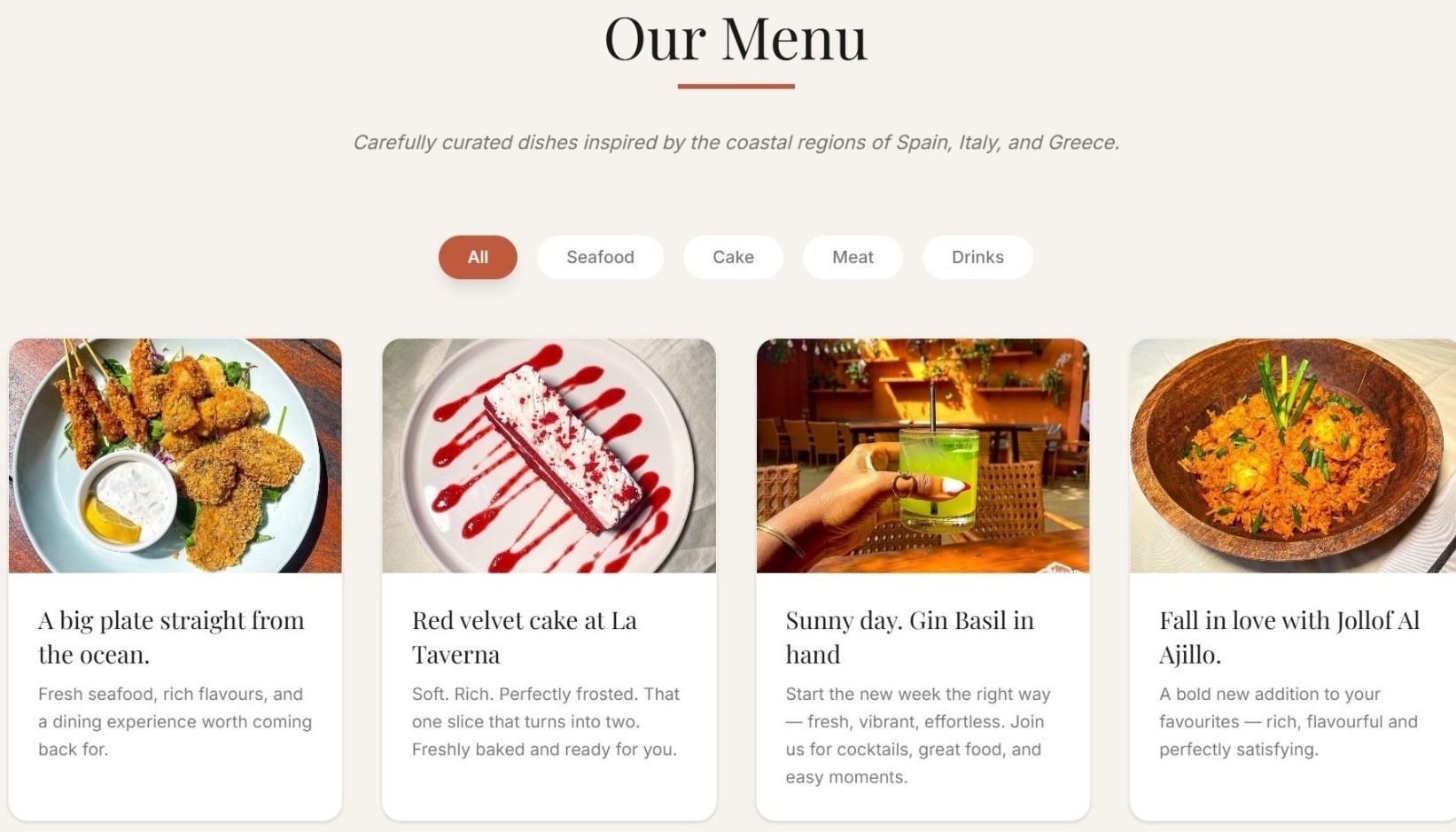La Taverna restaurant website